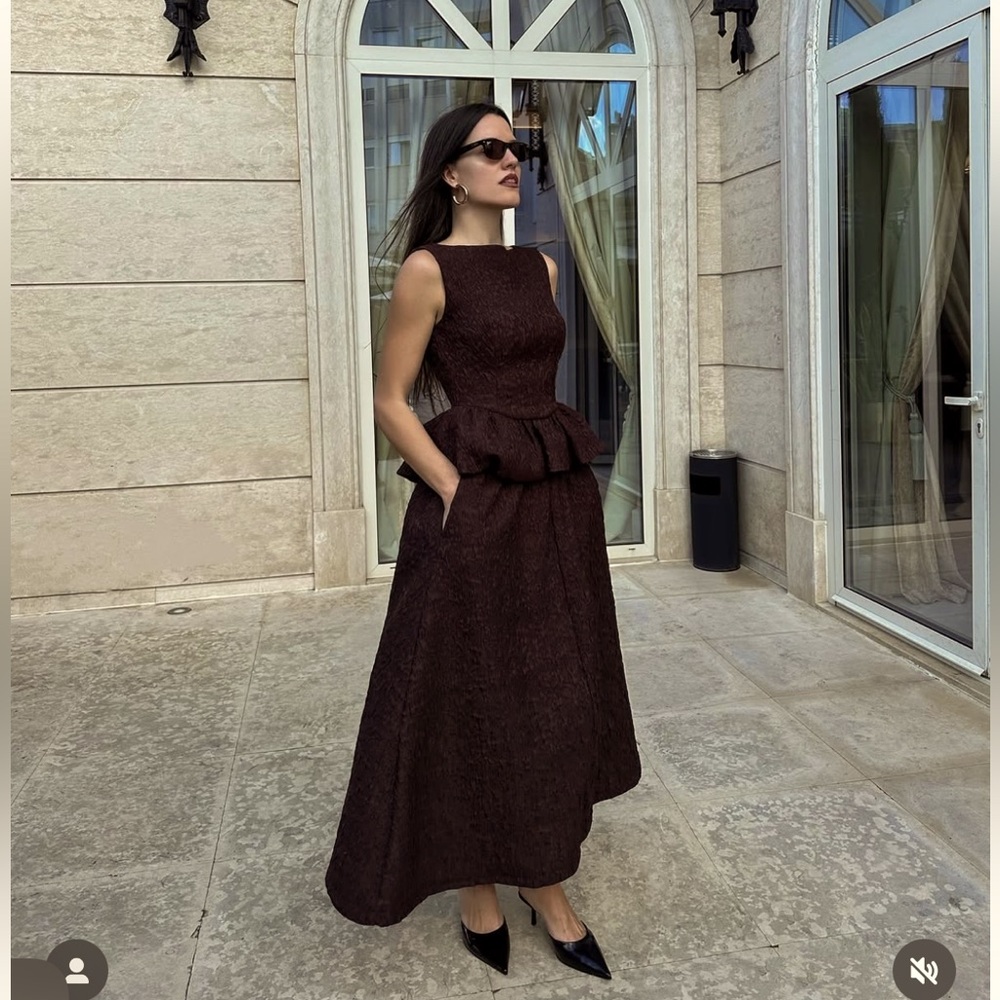 ZARA JACQUARD MIDI SKIRT